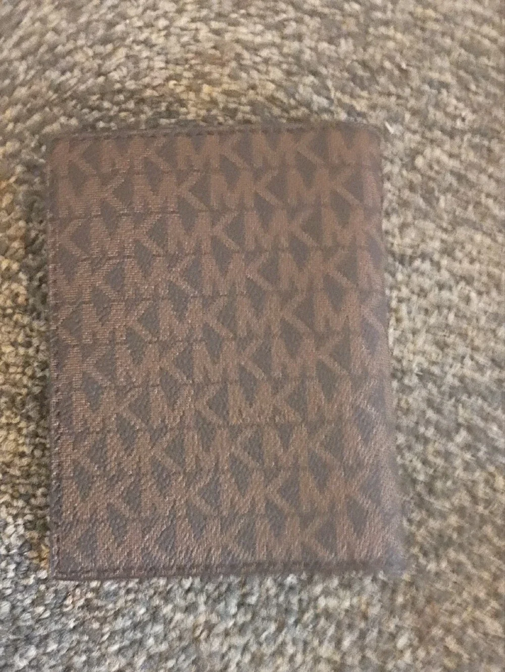 Michael Kors Brown Monogram Passport/Card Holder with Gold Logo